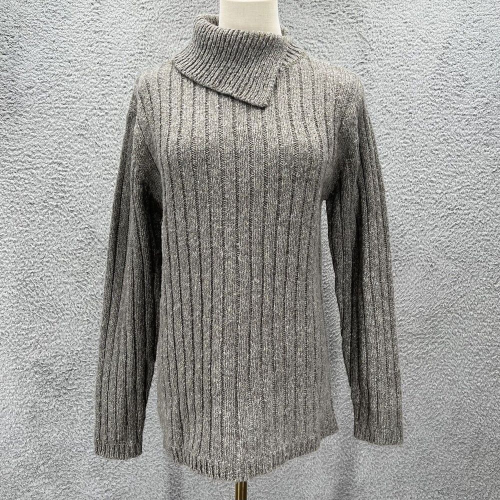 Vintage Chunky Thick Y2K Ribbed Turtleneck Sweater long Fitted Large normcore M